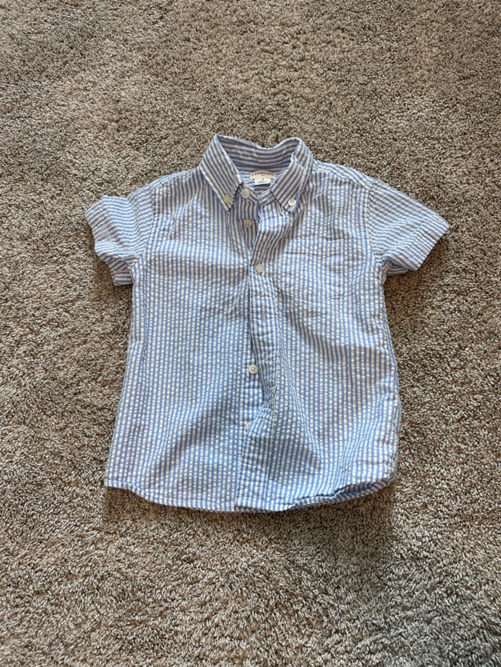 Crewcuts Blue & White Seersucker Short Sleeve Button-Down